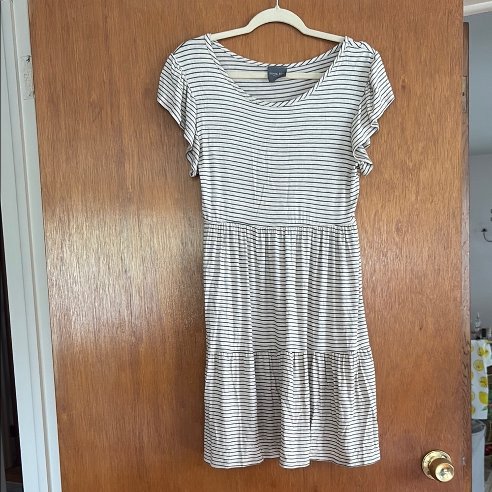 Olivia Rae Black and White Striped Midi Dress